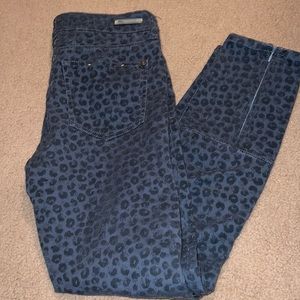 Anthropologie Pilcro & the Letterpress Cheetah Dark Teal Jeans, Women’s Size 28
